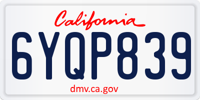 CA license plate 6YQP839
