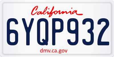 CA license plate 6YQP932