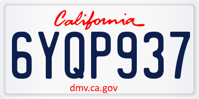 CA license plate 6YQP937