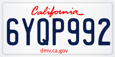 CA license plate 6YQP992