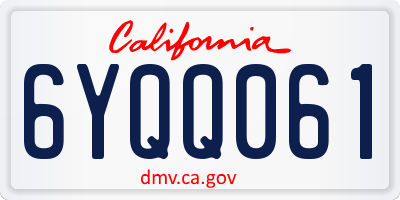 CA license plate 6YQQ061