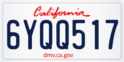 CA license plate 6YQQ517
