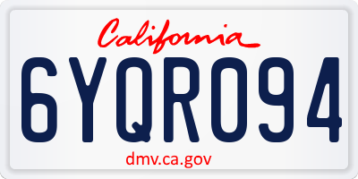 CA license plate 6YQR094