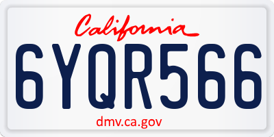 CA license plate 6YQR566