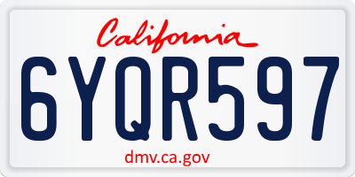 CA license plate 6YQR597