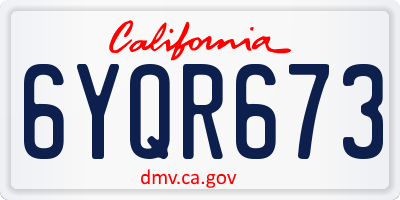 CA license plate 6YQR673