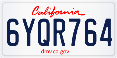 CA license plate 6YQR764