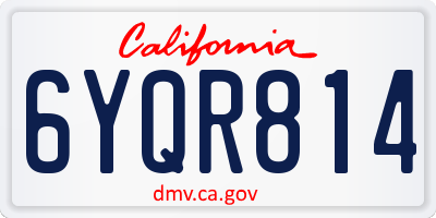 CA license plate 6YQR814