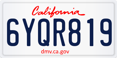 CA license plate 6YQR819