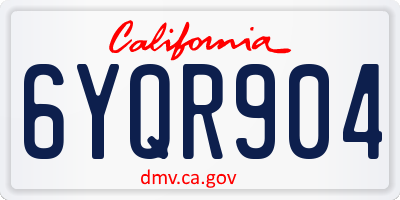 CA license plate 6YQR904