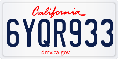 CA license plate 6YQR933