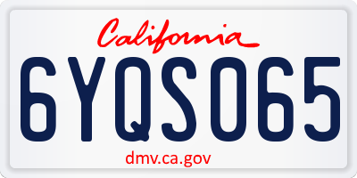 CA license plate 6YQS065