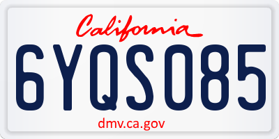 CA license plate 6YQS085