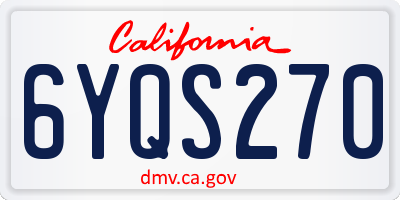 CA license plate 6YQS270