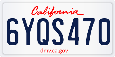 CA license plate 6YQS470