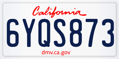 CA license plate 6YQS873
