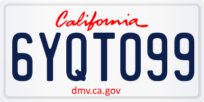 CA license plate 6YQT099