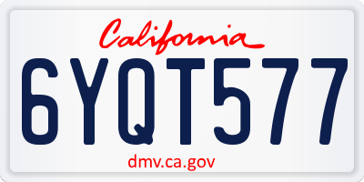CA license plate 6YQT577