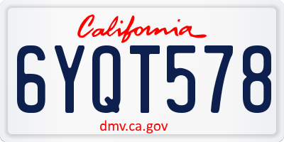 CA license plate 6YQT578