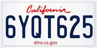CA license plate 6YQT625