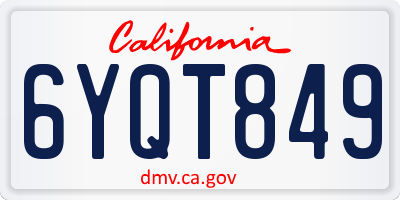 CA license plate 6YQT849