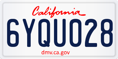 CA license plate 6YQU028