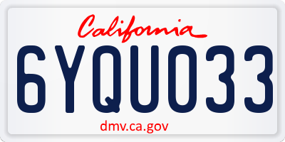 CA license plate 6YQU033