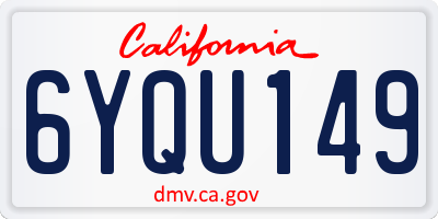 CA license plate 6YQU149