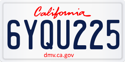 CA license plate 6YQU225
