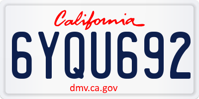 CA license plate 6YQU692