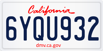 CA license plate 6YQU932