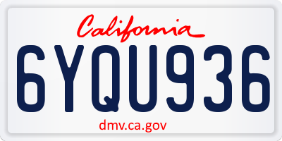 CA license plate 6YQU936