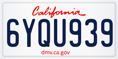CA license plate 6YQU939