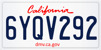 CA license plate 6YQV292