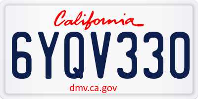 CA license plate 6YQV330