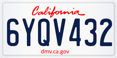 CA license plate 6YQV432