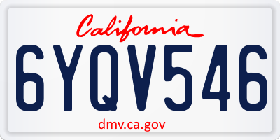 CA license plate 6YQV546