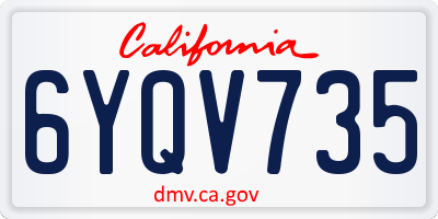 CA license plate 6YQV735
