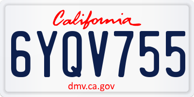 CA license plate 6YQV755