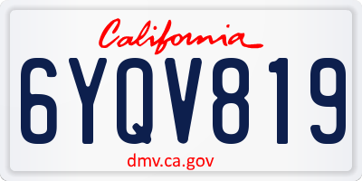 CA license plate 6YQV819