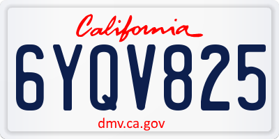 CA license plate 6YQV825