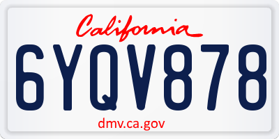 CA license plate 6YQV878