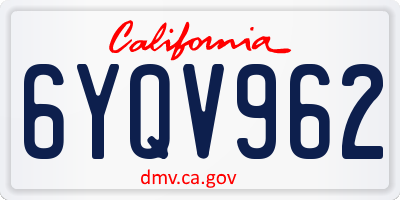 CA license plate 6YQV962