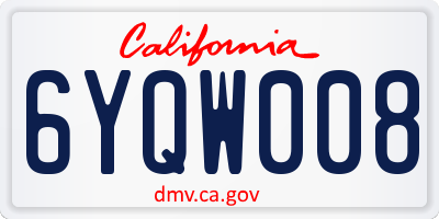 CA license plate 6YQW008
