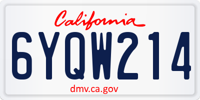CA license plate 6YQW214
