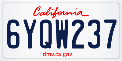 CA license plate 6YQW237