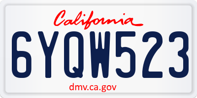 CA license plate 6YQW523