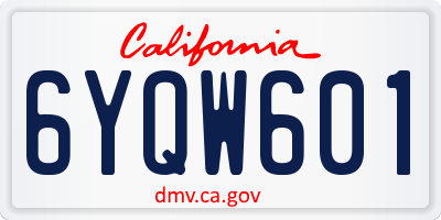 CA license plate 6YQW601