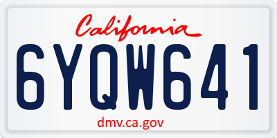 CA license plate 6YQW641