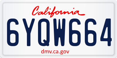 CA license plate 6YQW664